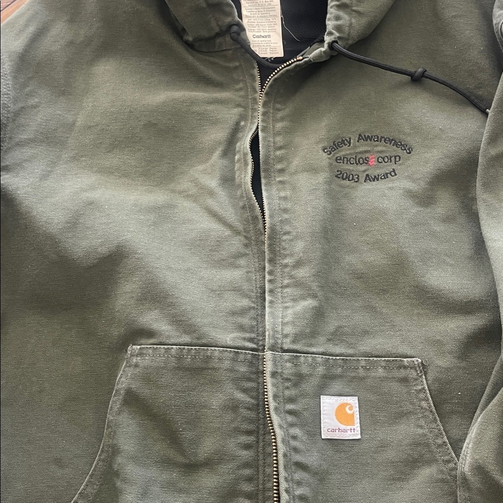 Vintage Carhartt Green Hooded Heavy Duty Work Jacket XLarge RN 14806 XL - Picture 13 of 13